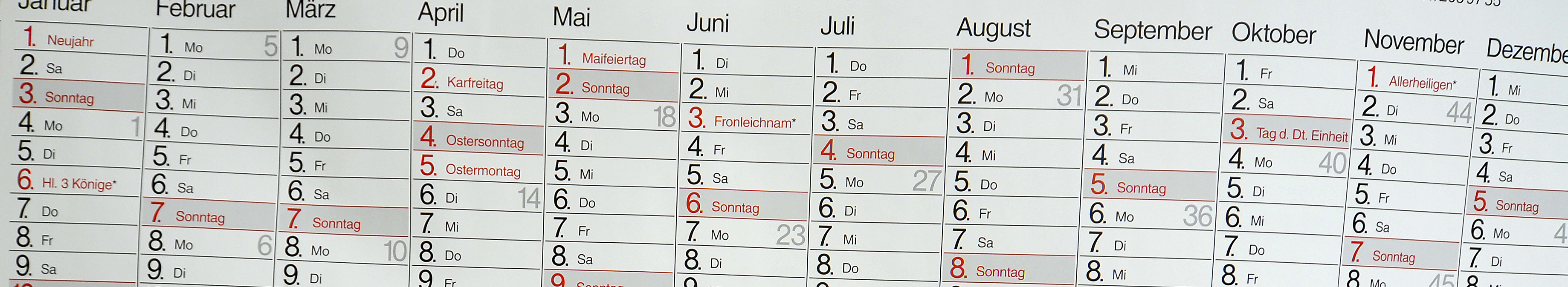 Wandkalender mit allen Monaten ©DLR